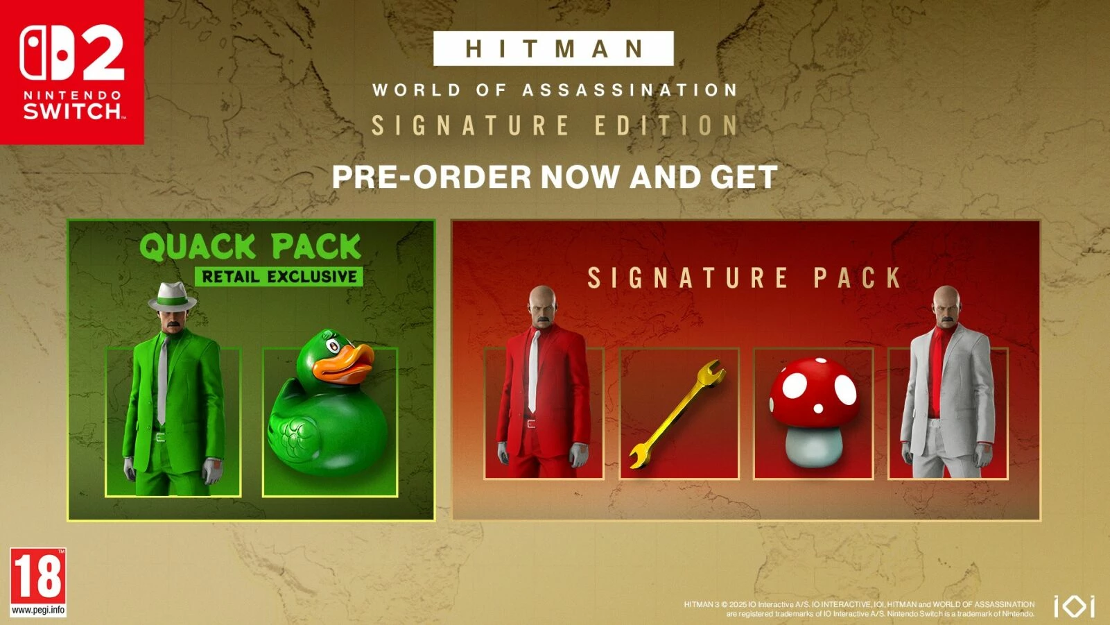 Lojë, IO Interactive, HITMAN World of Assassination Signature Edition për Nintendo Switch 2, me Signature Pack + Quack Pack