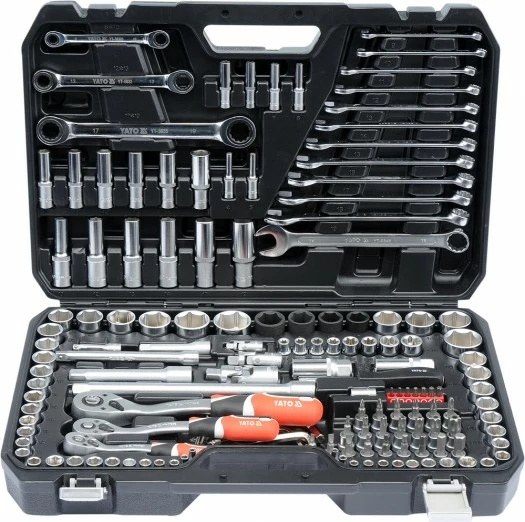 Set veglash Yato YT-38811, 150 copë, 1/4\", 3/8\" & 1/2\", në valixhe plastike