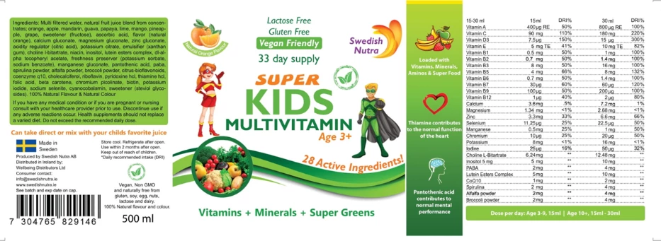 Multivitamina për fëmijë Swedish Nutra Super Kids, 500ml