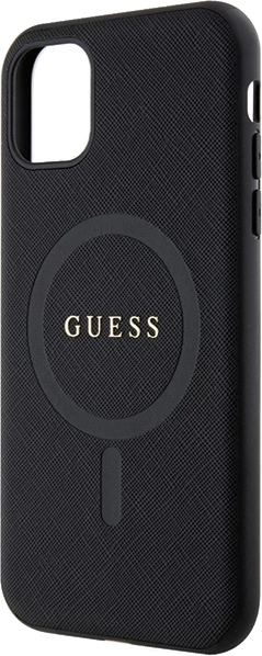 Mbështjellës Guess GUHMN61PSAHMCK për iPhone 11/XR, Saffiano MagSafe, i zi