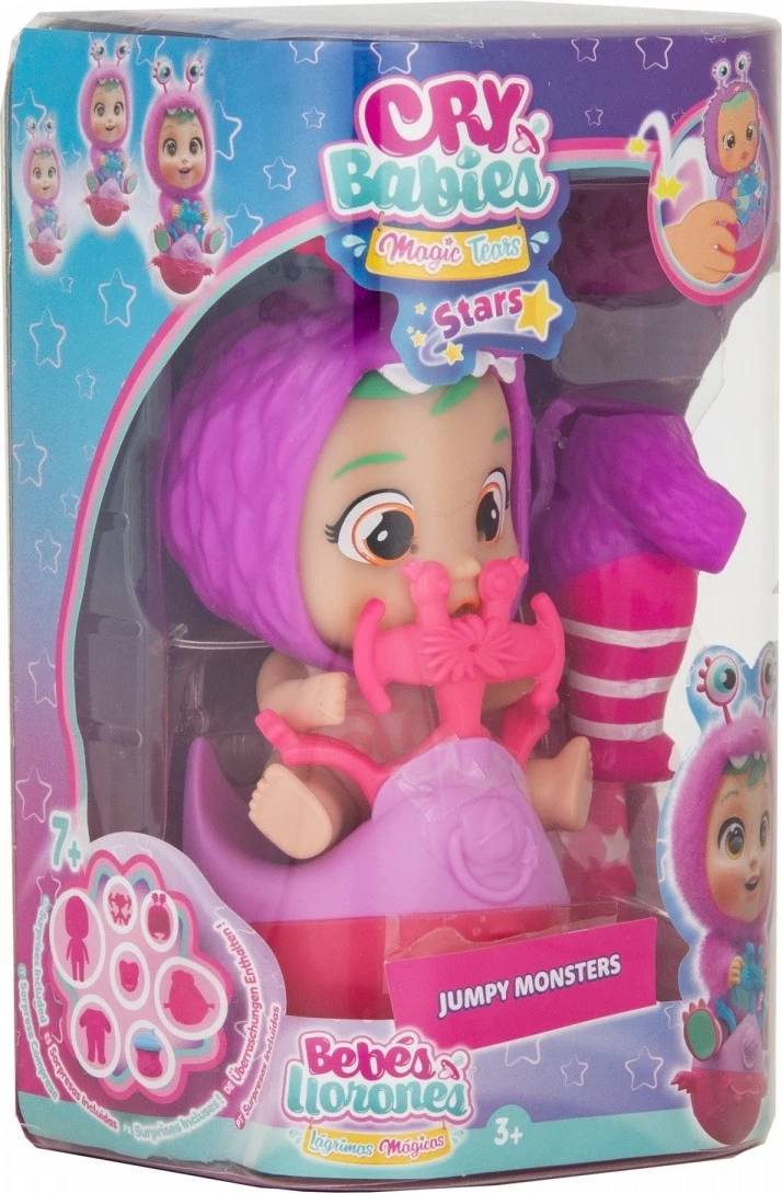 Kukull Cry Babies Stars Jumpy Monsters Bubu, Tm Toys, plastikë, për vajza, pa bateri, vjollcë