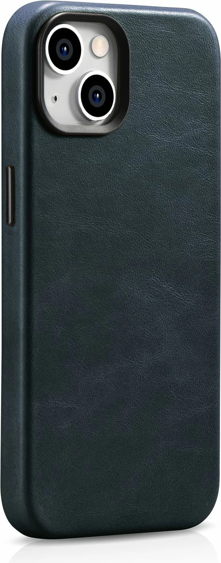 Mbështjellës lëkure iCarer Oil Wax Premium për iPhone 14 Plus me MagSafe, Kaltër e errët