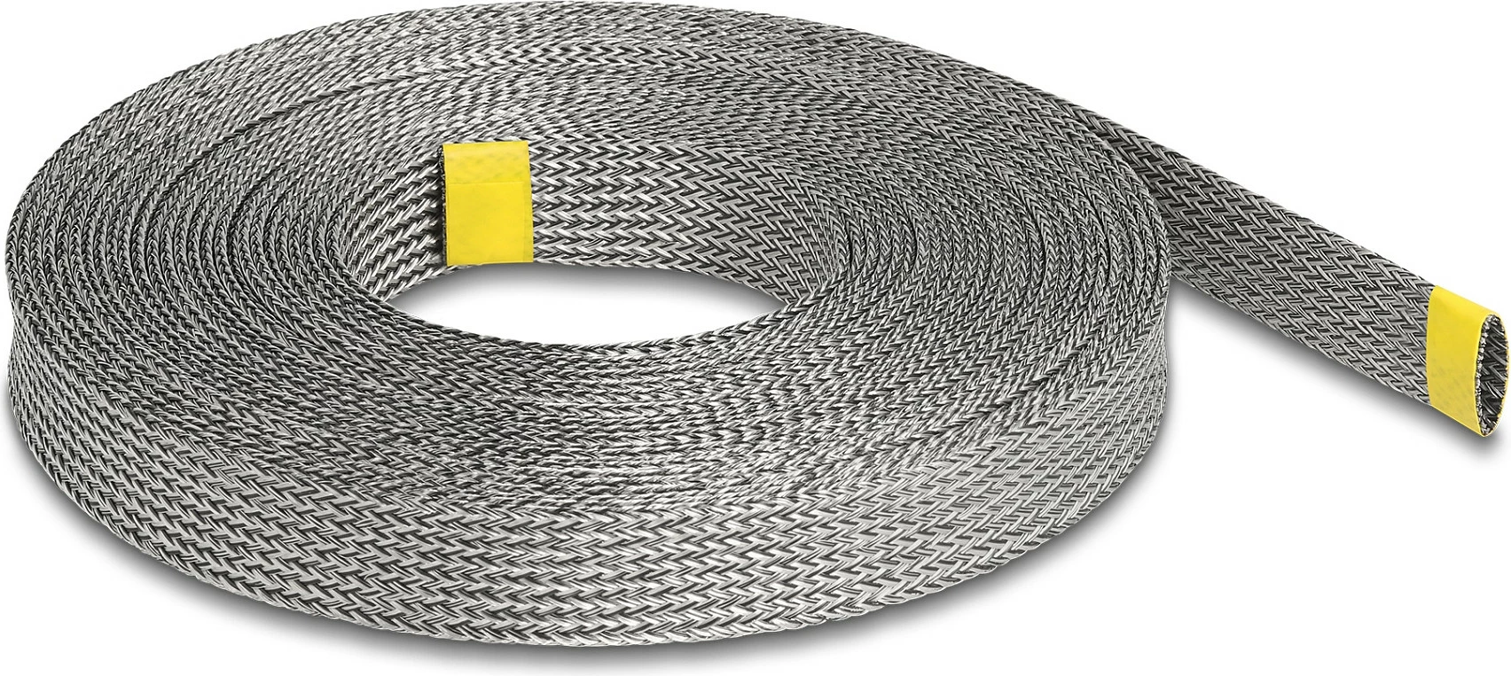 Gyp i thurur për mbrojtje EMI DeLOCK, 10 m x 20 mm, i zgjerueshëm, zi/argjendtë