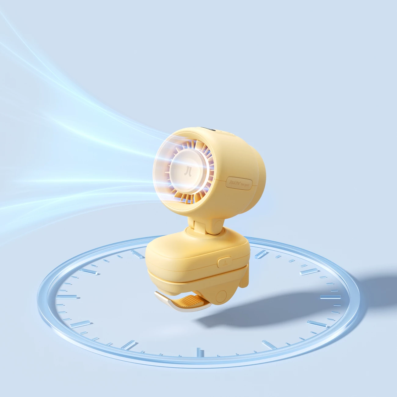 Ventilator mini për karrocë fëmijësh Jisulife Stroller Fan 4 5000mAh USB-C me kapëse metalike, i verdhë
