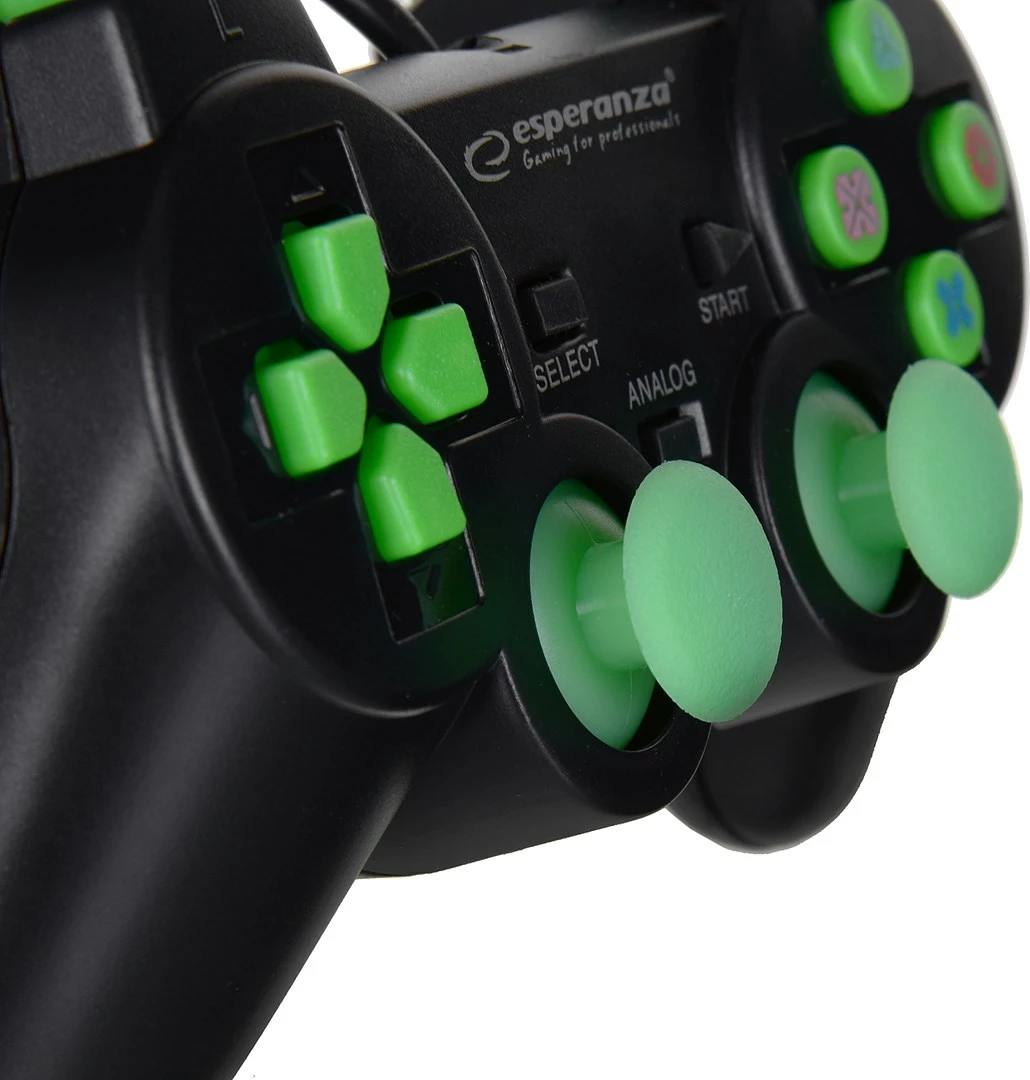 Kontroller Gaming Esperanza EGG107R për PC, Playstation 3, i zi/ i gjelbër