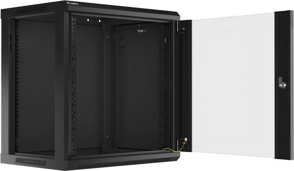 Kabinet rrjeti për mur Lanberg WF01-6412-10B, 12U, 600x450mm, xham, i zi
