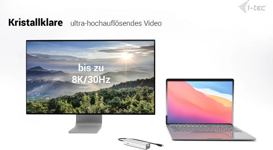 USB-C hub I-Tec D I-TEC, 5 porta, 85W, argjendtë