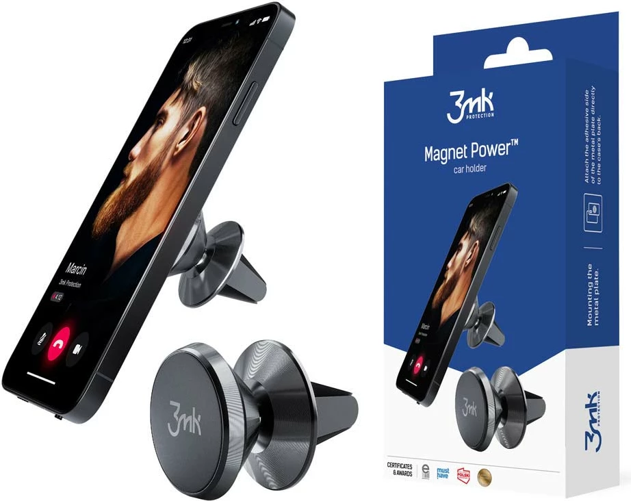 Mbajtës magnetik për celular 3mk Magnet Power, për makinë, i zi