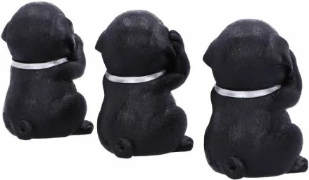 Figurinë dekorative NEMESIS NOW Three Wise Labradors 8.5 cm, resin, e pikturuar me dorë, set 3 copë, e zezë