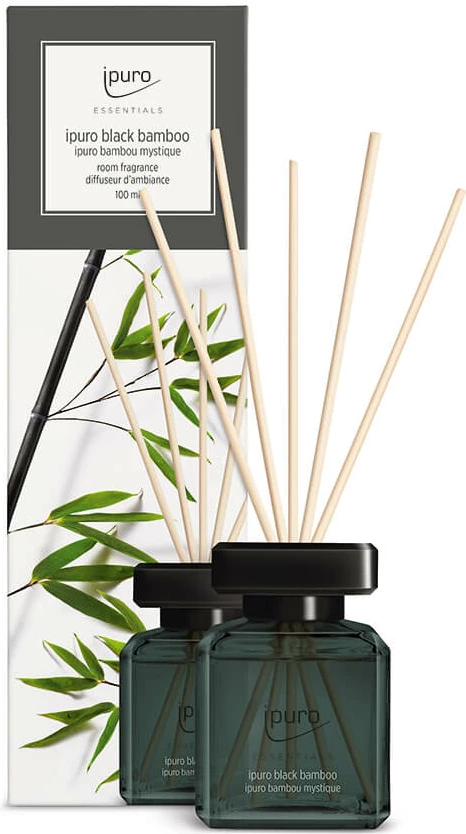 Aromë ambienti ipuro black bamboo, shishe qelqi, 100ml, 6x7x23cm