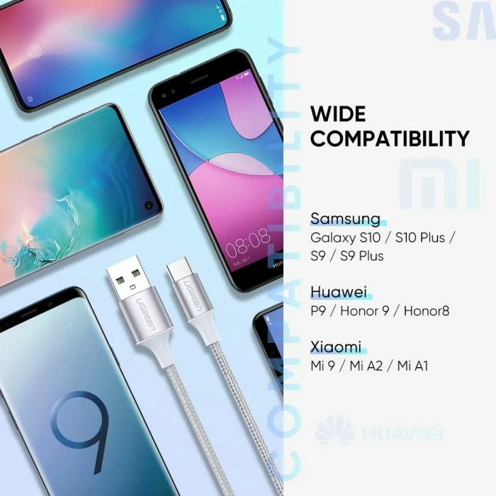 Kabl USB 2.0 USB-A në USB-C UGREEN 60133 2m, polybag, i bardhë