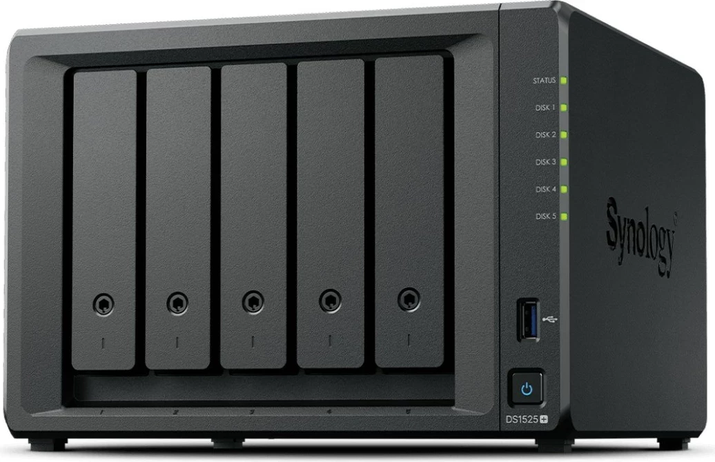 NAS server Synology DiskStation DS1525+, Ryzen Embedded V1500B, 8 GB DDR4, 0 TB, E zezë