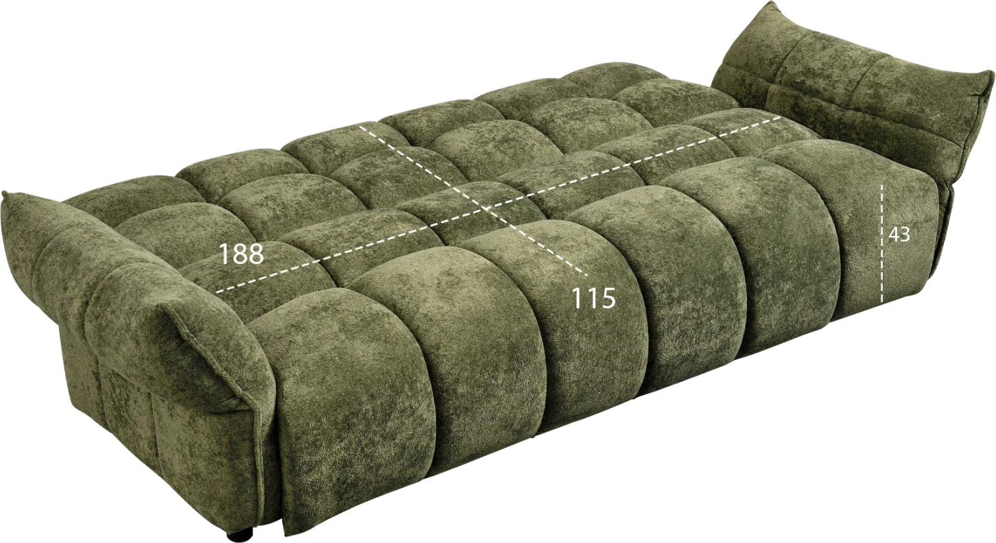 Krevate divan MELU, material stof i gjelbër, susta xhepi, 240-250x90x85cm