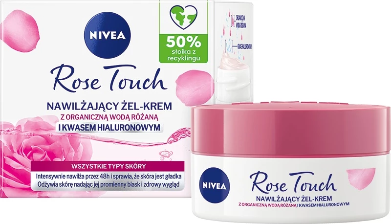 Krem-gel për fytyrë Nivea Rose Touch për femra, 50ml
