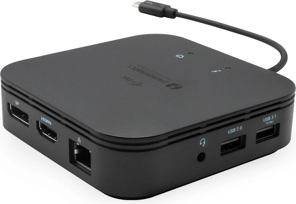 Docking station I-Tec Thunderbolt 3 Travel Dock, Dual 4K Display, 1x DP, 1x HDMI, 1x GLAN, 1x USB 3.1 Gen2, 1x USB 2.0, 1x Audio, e zezë