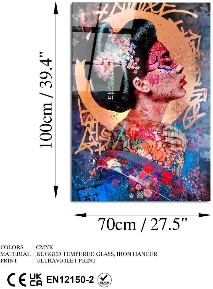 Pikturë dekorative prej xhami të temperuar, shumëngjyrëshe, UV-727, 70x100cm