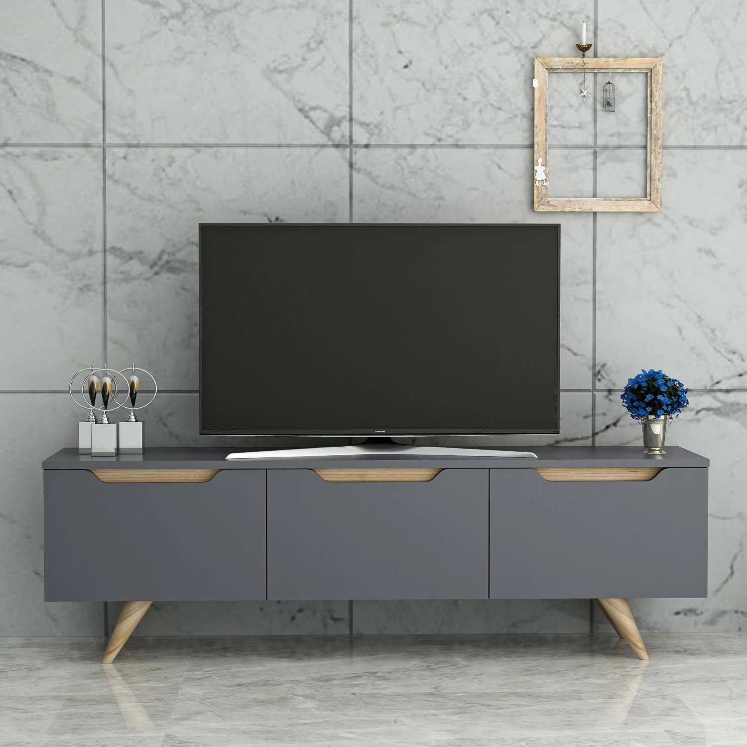 Komodë TV Hanah Home, Prag, anthracite dhe lis