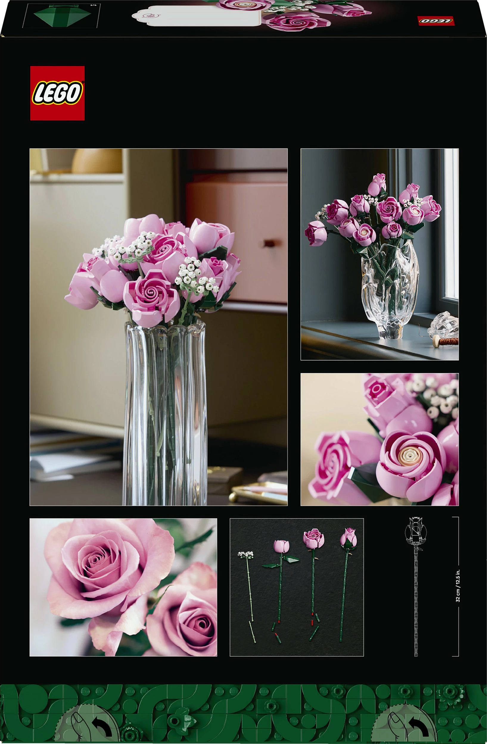 Set ndërtimi LEGO Botanicals 10374 Buqetë Trëndafilash Roze, 789 copë, 18+, multikolor