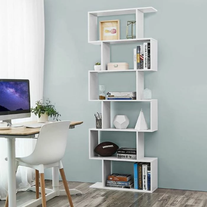 Raft librash VASAGLE LBC61WT, 6 nivele, 70 x 24 x 190.5 cm, bardhë