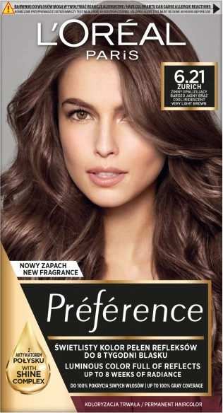 Ngjyrë për flokë L'Oreal Paris Preference 6.21 Zurich për femra
