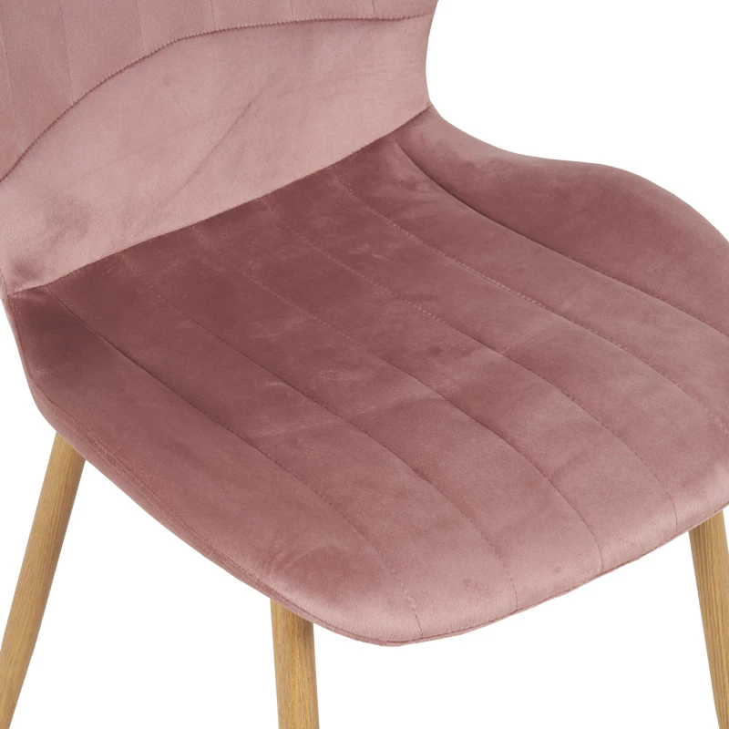 Karrige Jelour kadife, ngjyrë mollë e kalbur, këmbë metalike natyrale, 46.5x60x84cm, set prej 4 copësh