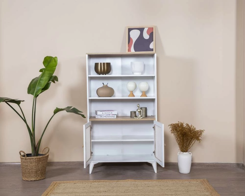Raft librash Skye Decor, Calvin, i bardhë dhe lis