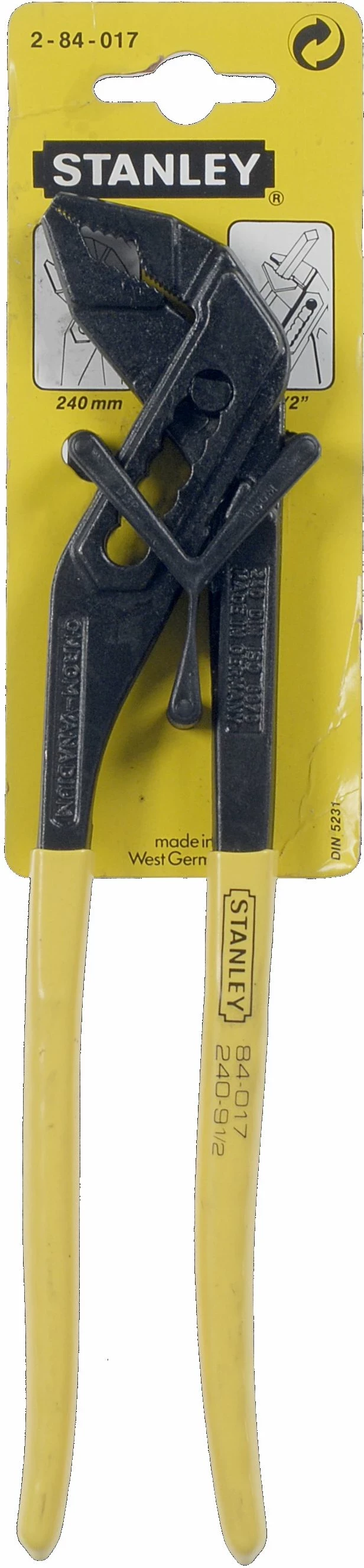 Klešta për tuba Stanley 2-84-017 240mm 7 pozicione, e verdhë/zezë