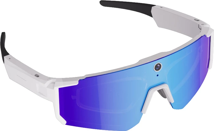 Syze sportive AR Colmi V06, kamerë 8 MP, 2K, Bluetooth 5.3 + Wi‑Fi, IP54, bateri 260 mAh, të bardha me xhama blu
