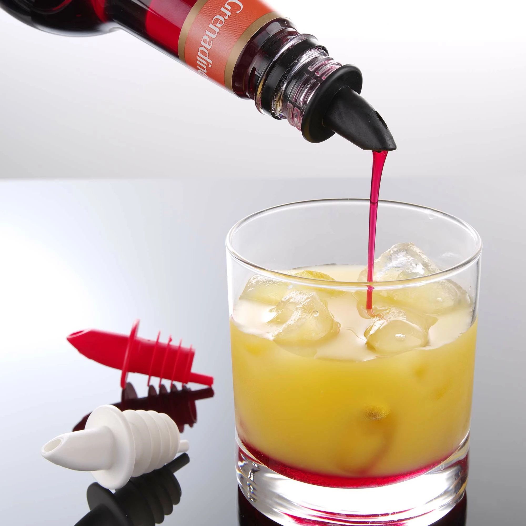 Derdhës shishe, Bar Up, EVA Free Flow Pourer, EVA, set 6 copë, e zezë/transparent/portokalli