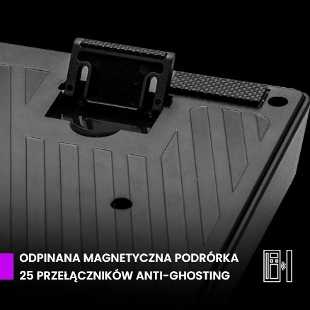 Tastierë gaming PREYON Long Claw Alpha PLCA104B, 100%, membranë, RGB, USB me kabllo, layout US, me mbështetëse dore magnetike, e zezë