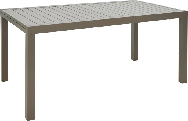 Set tavoline me karrige për terasë Lafla-Azelie, alumin ngjyrë shampanjë dhe sipërfaqe tavoline prej plywood, 160-240x100x75cm, 7 pjesë