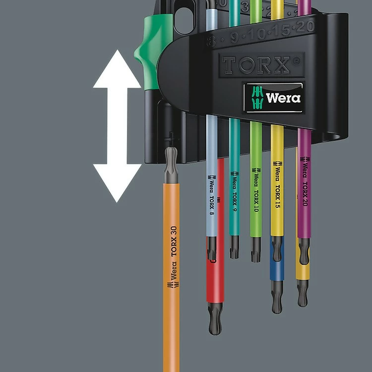 Set çelësa L-torx Wera 967/9 TX BO, 9 copë, çelik, multikolor, 80 mm