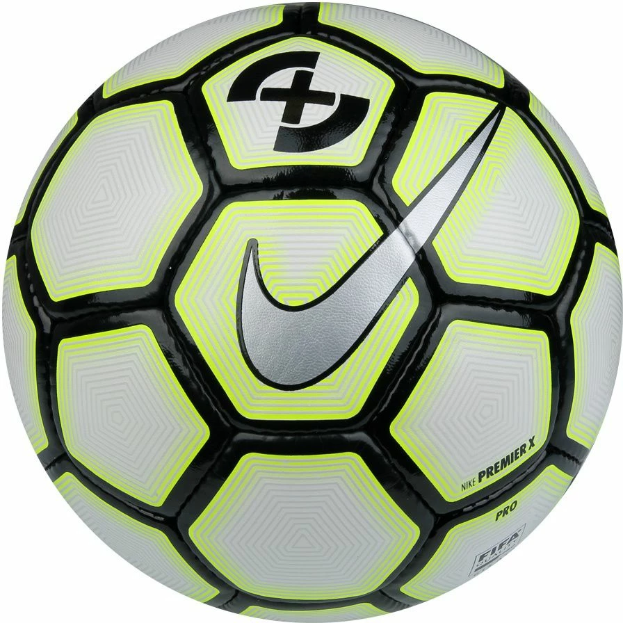 Top futbolli Nike FootballX Premier SC3037-100, madhësia 4, fshikëz lateksi, i qepur me makinë, i bardhë/zi me neon