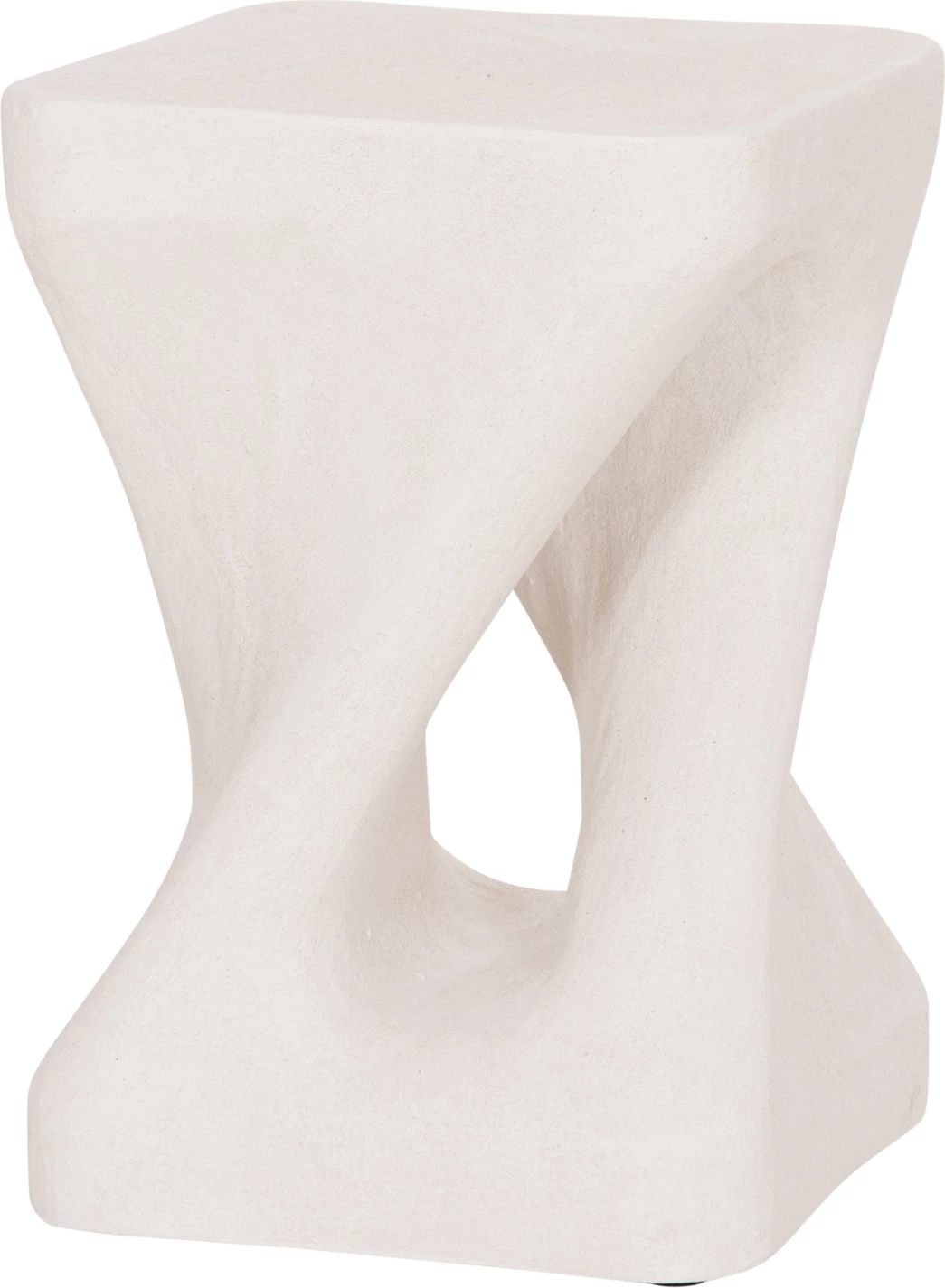 Stool katror SANTORINI, polirezine, ngjyrë off-white, 30x30x45cm