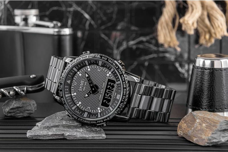 Orë dore për meshkuj Skmei, e zezë