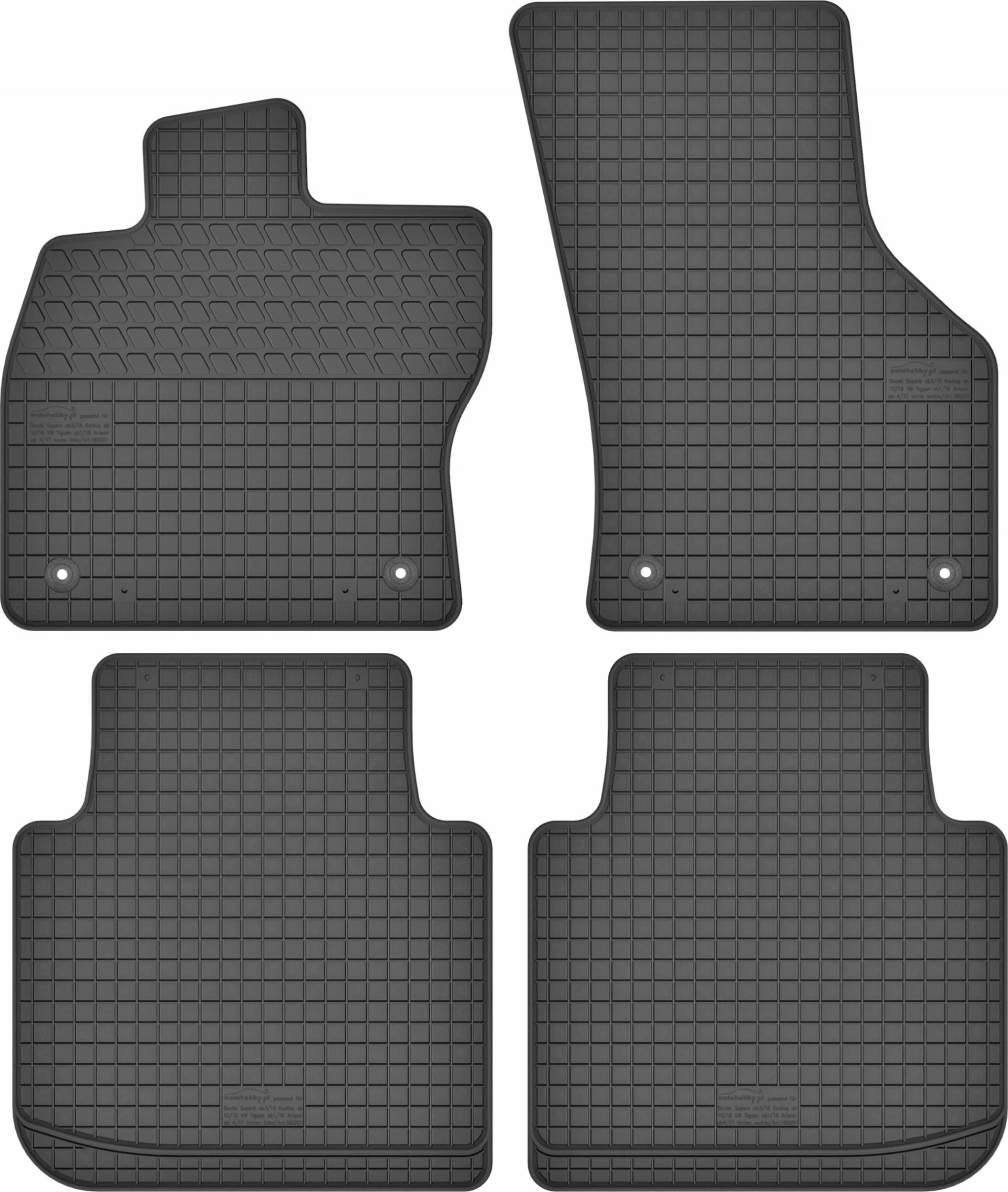 Set tepihë gome GeyerHosaja për Skoda Superb III, 4 copë, të zeza