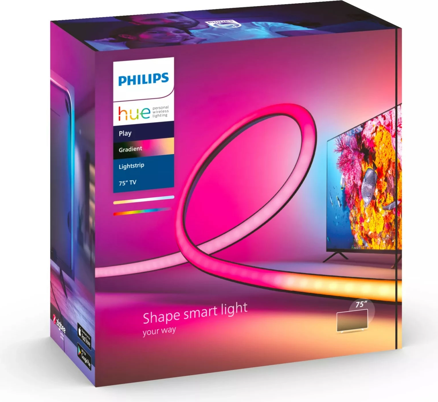 Dritë LED Philips Hue Play gradient 75 inch, Bluetooth/Zigbee, e zezë