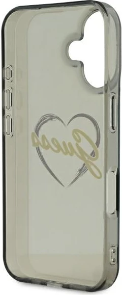 Mbështjellës Guess IML Heart për iPhone 16, Zi