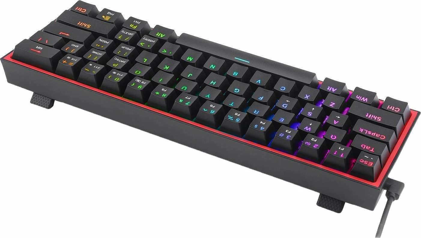 Tastierë mekanike gaming Redragon K617 Fizz K617-RGB, 60% (61 taste), RGB, Red Switch, USB-C, e zezë