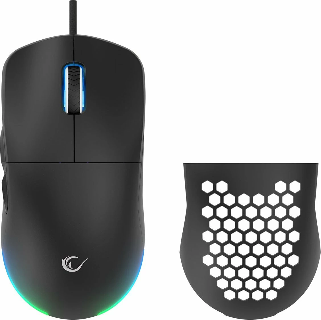 Maus gaming Rampage Blink (BLINK-BLACK) 12800 DPI RGB USB me kabllo, i zi, me kapakë ndërrues