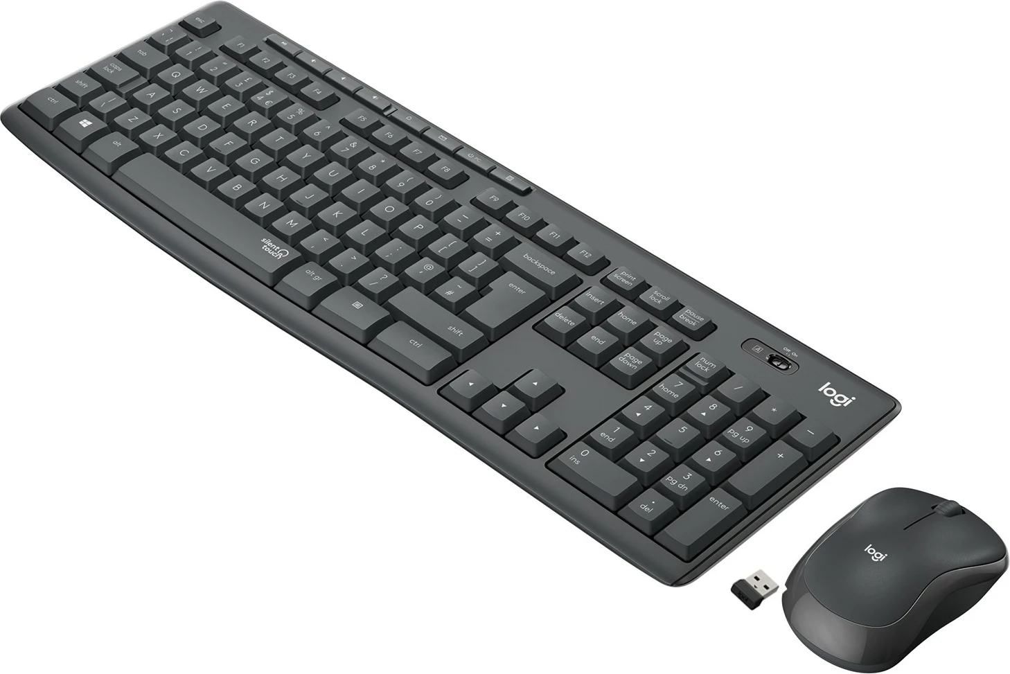 Set maus e tastierë Logitech MK295 Silent Wireless Combo, QWERTY, USB, grafit