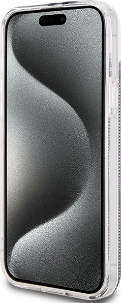 Mbështjellës Guess IML 4G Gold Stripe për iPhone 15 Plus / 14 Plus, i zi