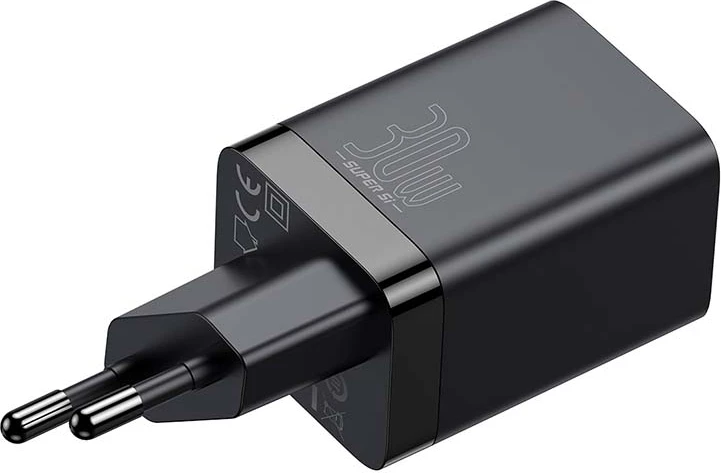 Karikues i shpejtë Baseus CCSUPP-E01, 30W, USB + USB-C, i zi