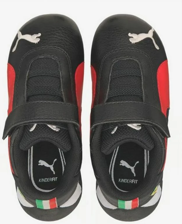 Atlete fëmijë Puma, të zeza dhe të kuqe
