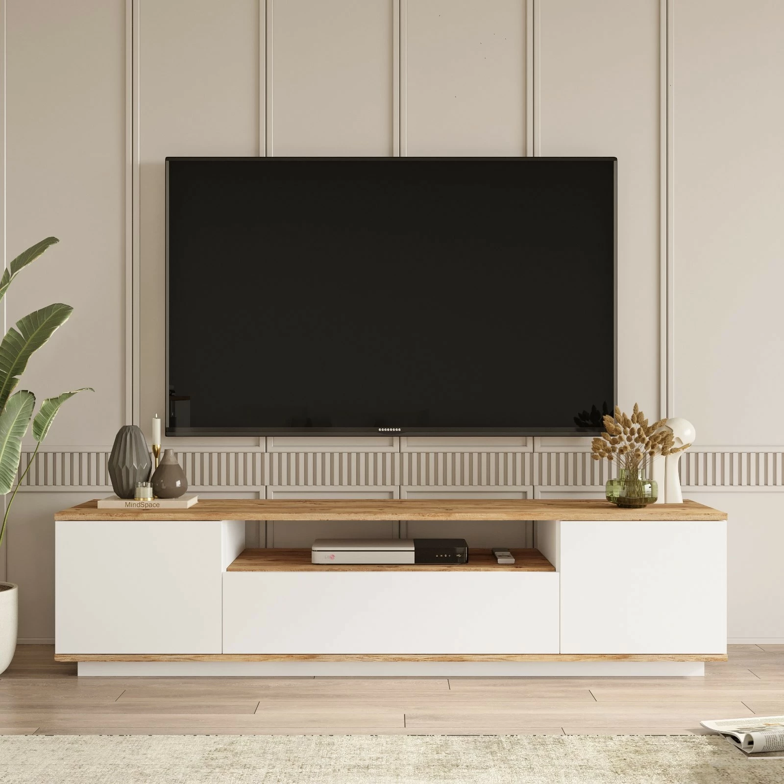Komodë TV Hanah Home, Fr7-Aw, ngjyrë pishë Atlantike dhe e bardhë, 180x44.6x44.5cm