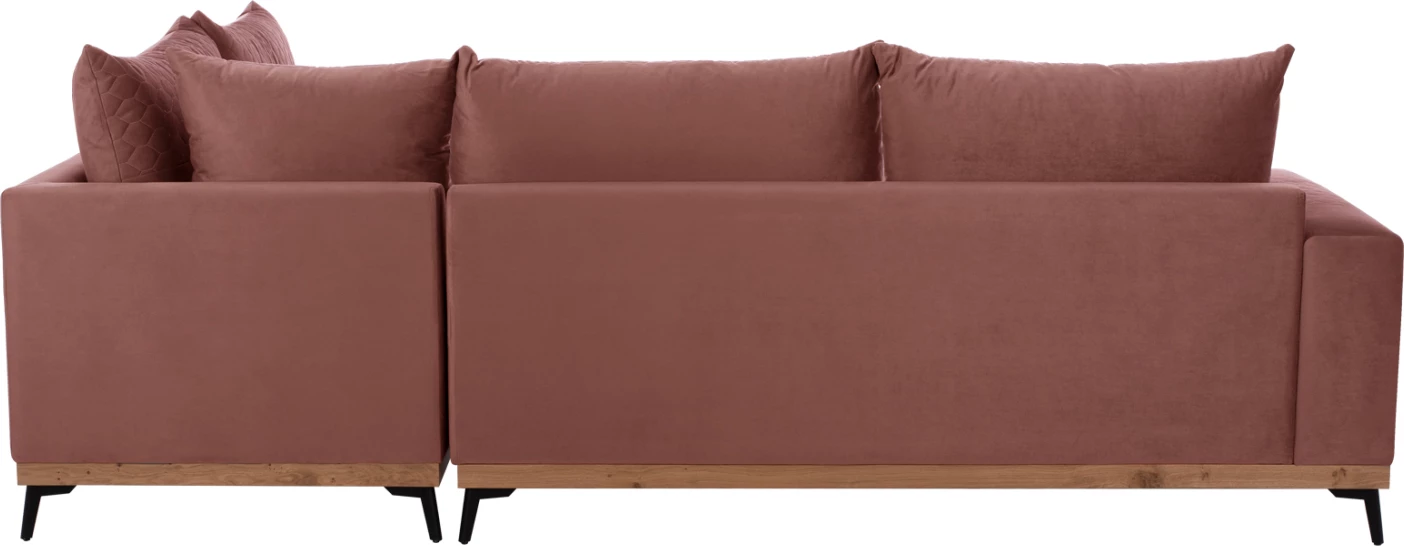 Divan qoshe MESINA, rozë e zbehtë, këmbë të larta, 2 pjesë, qoshe e djathtë