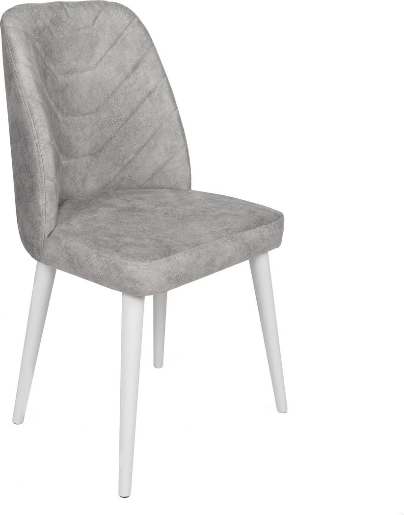 Set karrigesh (2 copë), Hanah Home Dallas-584 V2, kadife gri, këmbë druri të bardha