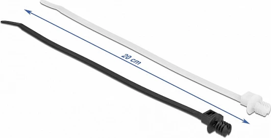 Lidhëse kabllosh DeLOCK me bazë lamelore 200 x 4.8 mm, 100 copë, e zezë/transparente