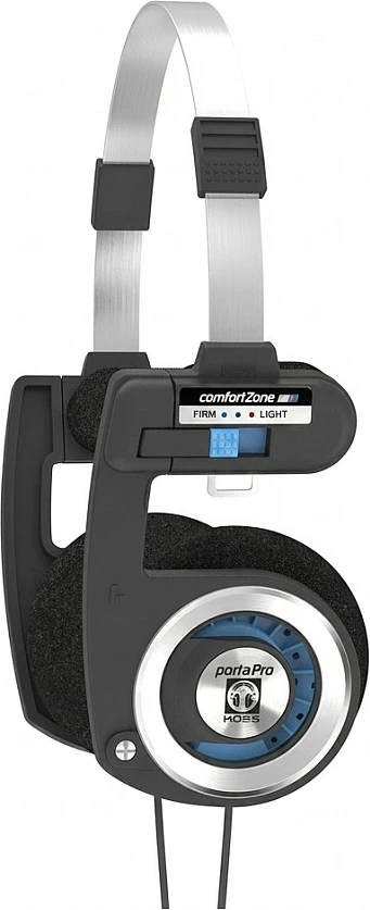 Kufje KOSS Porta Pro, me kabllo 1.2 m, 3.5 mm, të palosshme, 15-25000 Hz, zi/argjendtë