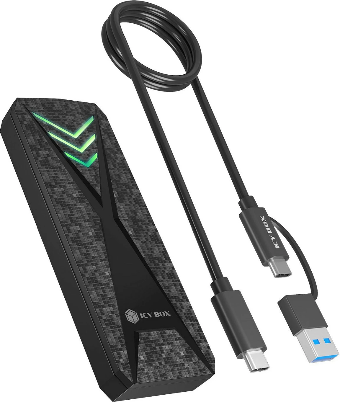 Kuti për SSD NVMe M.2 ICY BOX Spade Case 1805, USB-C 3.2 Gen 2 10Gbps, e zezë